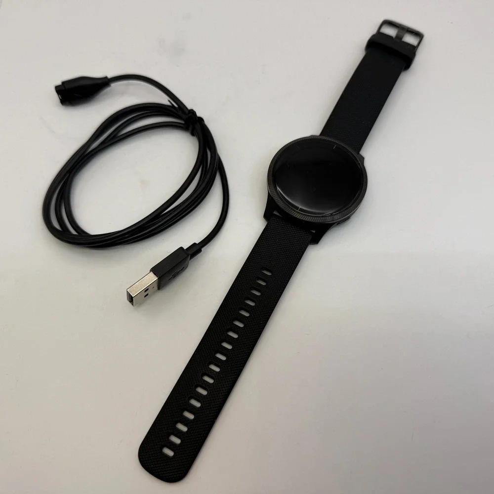 Garmin Venu GPS Smartwatch Black AMOLED Fitness‎ Watch Tested Working Charger